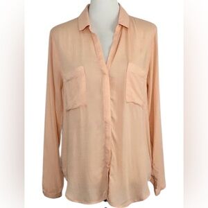 Cloth & Stone Peach Button-Up Blouse